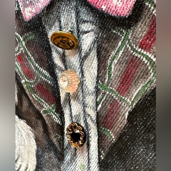 American Rag handpainted denim jean jacket Easter bunny rabbit sz LG girls OOAK - Picture 7 of 11